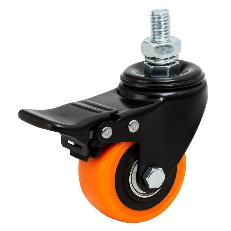 4 Rodízio Giratório com Espiga e Freio Easy Lock F1 40 mm Roda PVC